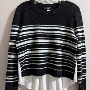 Karl Lagerfeld Black and White Striped Sweater